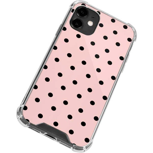 Pink and Black Polka Dots iPhone 12 Mini Clear Case