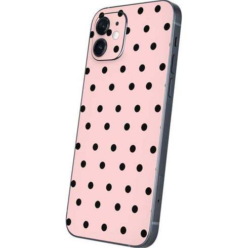 Pink and Black Polka Dots iPhone 12 Mini Skin