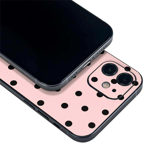 Pink and Black Polka Dots iPhone 12 Mini Skin