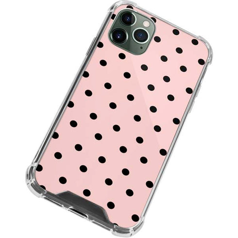 Pink and Black Polka Dots iPhone 12 Pro Max Clear Case