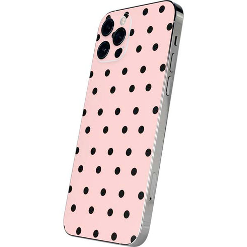 Pink and Black Polka Dots iPhone 12 Pro Max Skin
