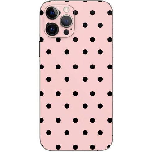 Pink and Black Polka Dots iPhone 12 Pro Skin