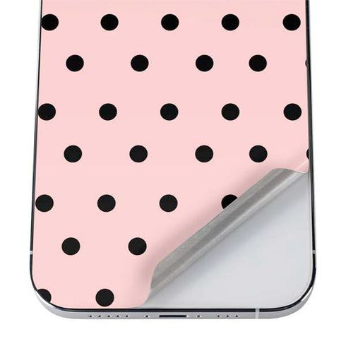 Pink and Black Polka Dots iPhone 12 Pro Skin