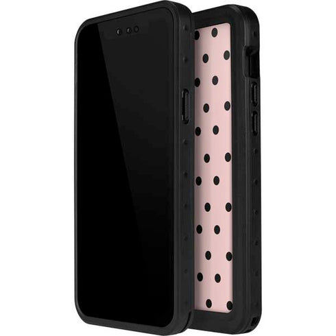 Pink and Black Polka Dots iPhone 12 Pro Waterproof Case