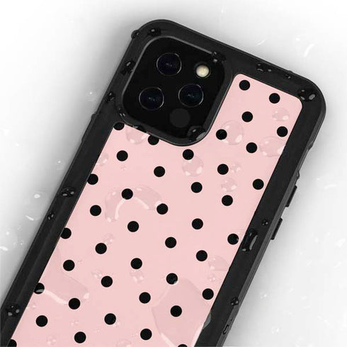 Pink and Black Polka Dots iPhone 12 Pro Waterproof Case