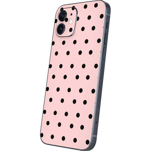 Pink and Black Polka Dots iPhone 12 Skin