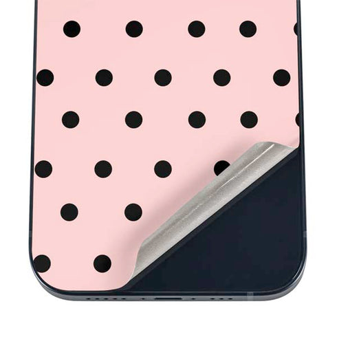 Pink and Black Polka Dots iPhone 12 Skin