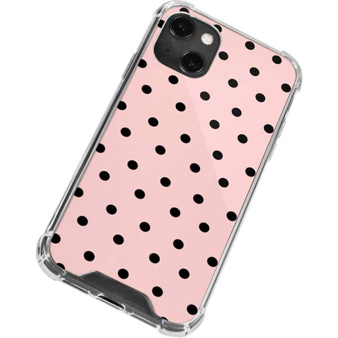 Pink and Black Polka Dots iPhone 13 Mini Clear Case