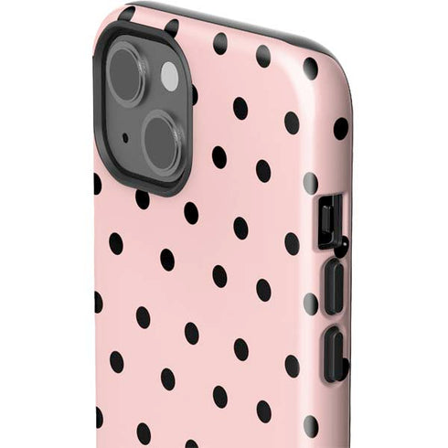 Pink and Black Polka Dots iPhone 14 Plus Impact Case
