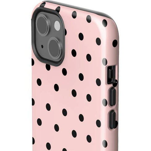 Pink and Black Polka Dots iPhone 15 Impact Case