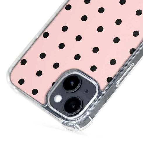 Pink and Black Polka Dots iPhone 15 Plus MagSafe Case