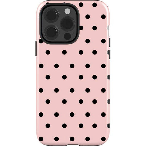 Pink and Black Polka Dots iPhone 15 Pro Impact Case