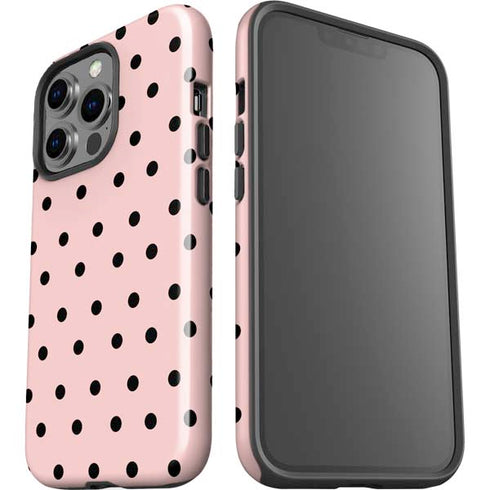 Pink and Black Polka Dots iPhone 15 Pro Impact Case