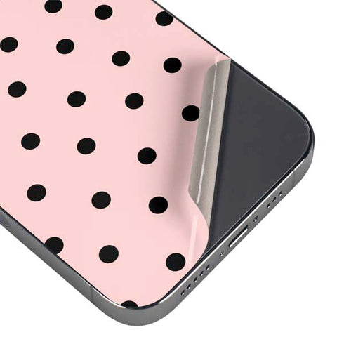 Pink and Black Polka Dots iPhone 14 Pro Skin