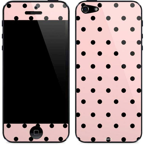 Pink and Black Polka Dots iPhone 5/5s/5SE Skin