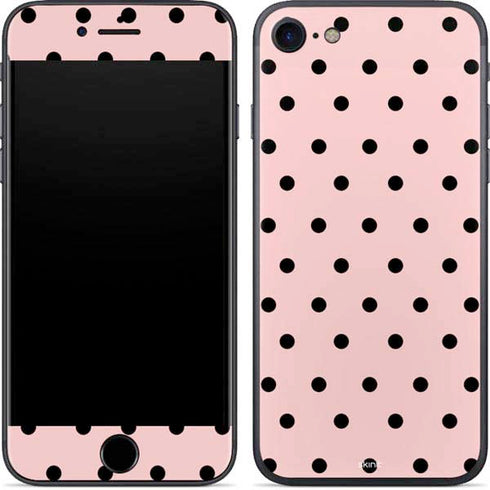 Pink and Black Polka Dots iPhone 7 Skin