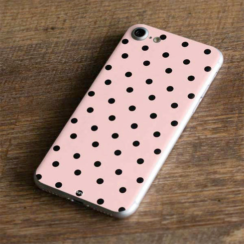 Pink and Black Polka Dots iPhone 7 Skin