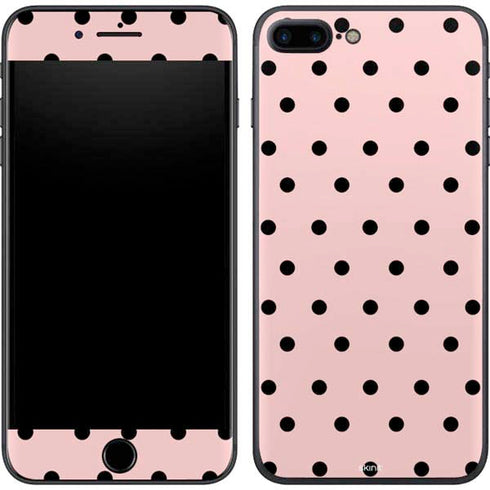 Pink and Black Polka Dots iPhone 8 Plus Skin