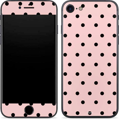 Pink and Black Polka Dots iPhone 8 Skin