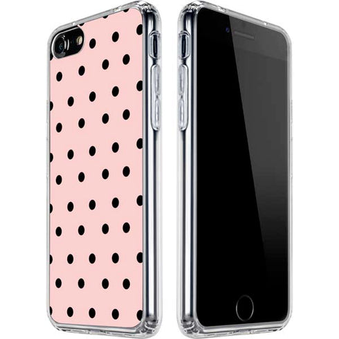Pink and Black Polka Dots iPhone SE (2nd & 3rd Gen) Clear Case