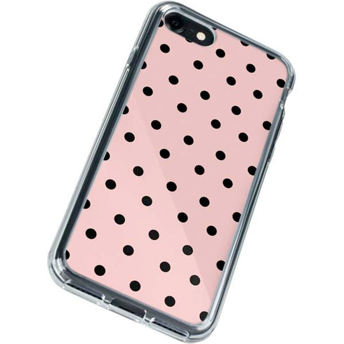 Pink and Black Polka Dots iPhone SE (2nd & 3rd Gen) Clear Case