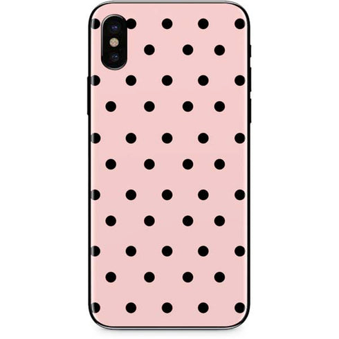 Pink and Black Polka Dots iPhone X Skin
