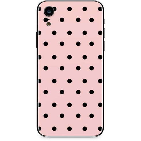 Pink and Black Polka Dots iPhone XR Skin