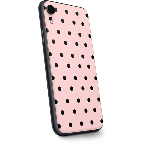 Pink and Black Polka Dots iPhone XR Skin