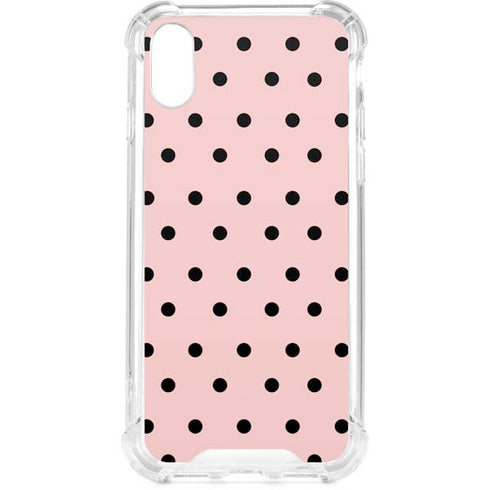 Pink and Black Polka Dots iPhone XS Clear Case