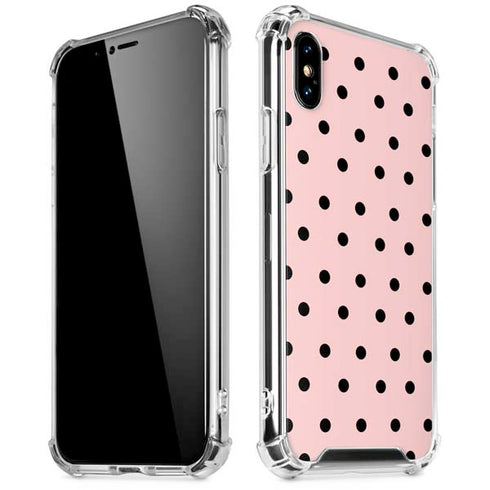 Pink and Black Polka Dots iPhone XS Max Clear Case