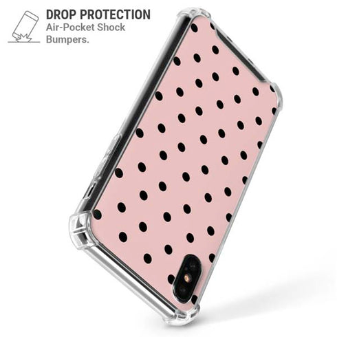Pink and Black Polka Dots iPhone XS Max Clear Case