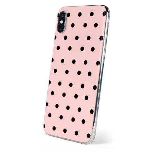 Pink and Black Polka Dots iPhone XS Skin