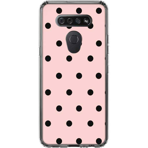 Pink and Black Polka Dots LG K51/Q51 Clear Case