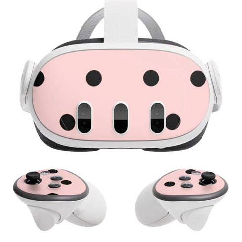 Pink and Black Polka Dots Meta Quest 3 Skin