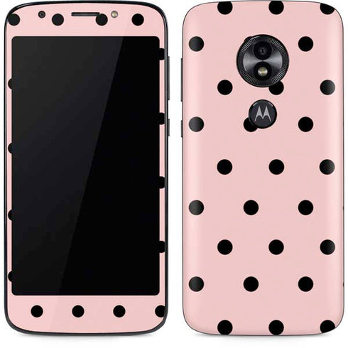 Pink and Black Polka Dots Moto E5 Play Skin