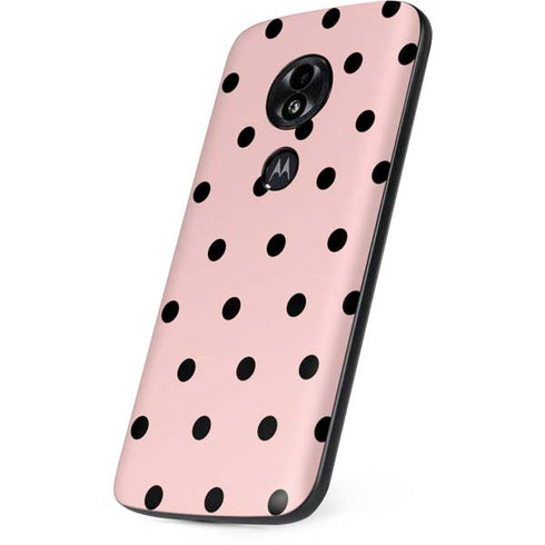 Pink and Black Polka Dots Moto E5 Play Skin