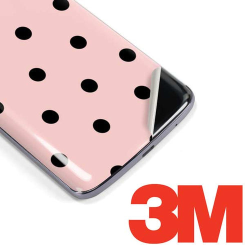 Pink and Black Polka Dots Moto E5 Plus Skin