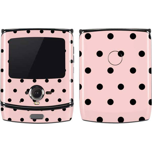 Pink and Black Polka Dots Motorola RAZR Skin