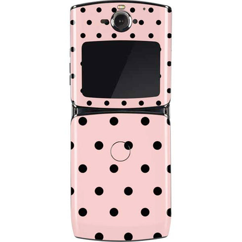 Pink and Black Polka Dots Motorola RAZR Skin