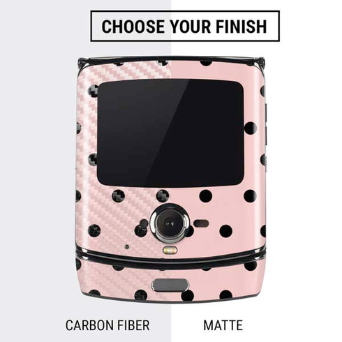 Pink and Black Polka Dots Motorola RAZR Skin