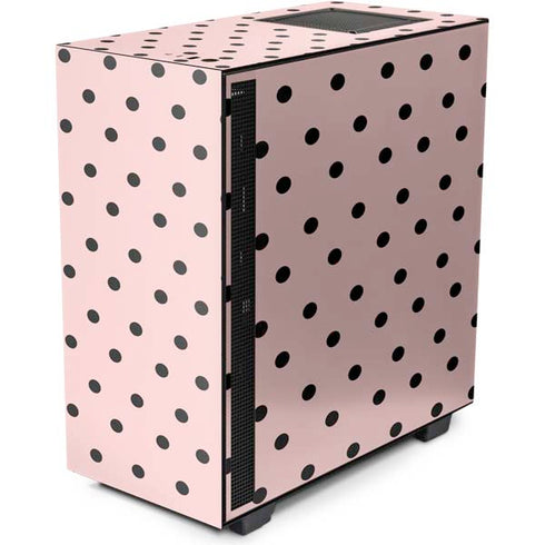 Pink and Black Polka Dots NZXT H510 Compact ATX Mid-Tower Case Skin