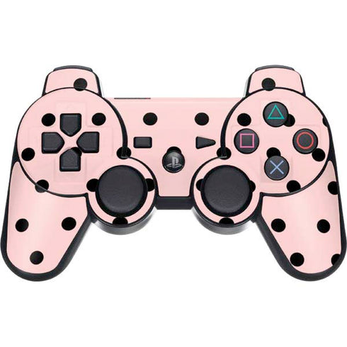 Pink and Black Polka Dots PS3 Dual Shock wireless controller Skin