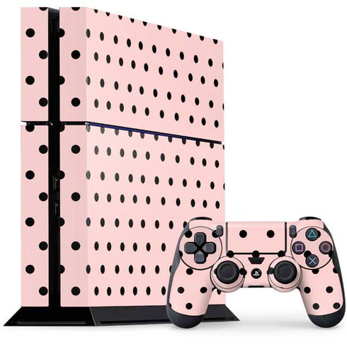 Pink and Black Polka Dots PS4 Console and Controller Bundle Skin