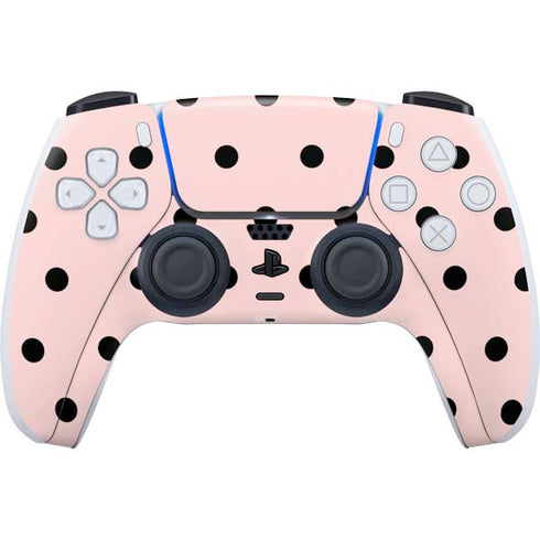 Pink and Black Polka Dots PS5 Controller Skin