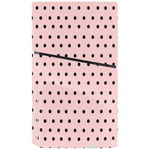 Pink and Black Polka Dots PS5 Slim Disk Bundle Skin