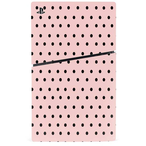 Pink and Black Polka Dots PS5 Slim Disk Console Skin