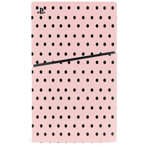 Pink and Black Polka Dots PS5 Slim Digital Edition Bundle Skin