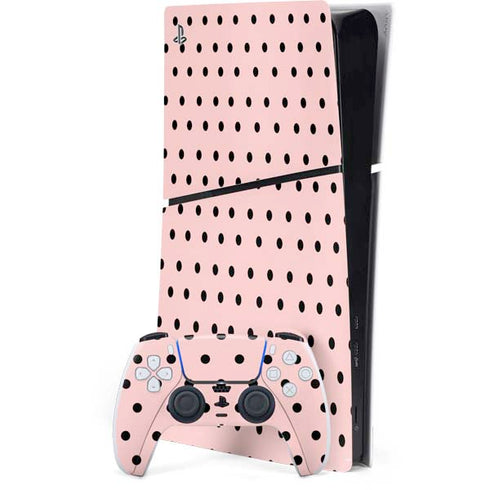 Pink and Black Polka Dots PS5 Slim Digital Edition Console Skin