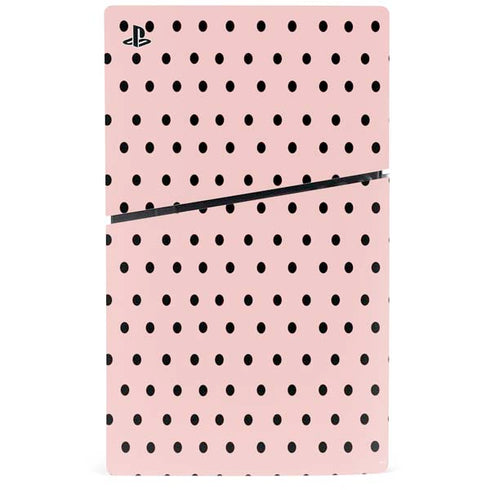 Pink and Black Polka Dots PS5 Slim Digital Edition Console Skin