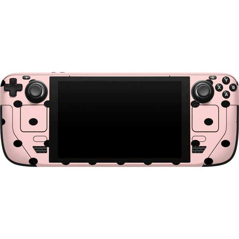 Pink and Black Polka Dots Steam Deck Handheld Gaming Computer Skin